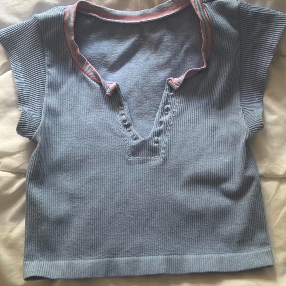Urban Outfitters Gray and Pink Ribbed Top